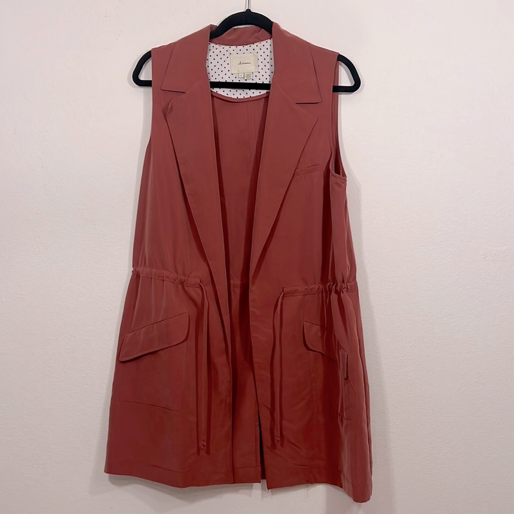 Elevenses long Jacket/Vest, size large, dusty rose/ pink